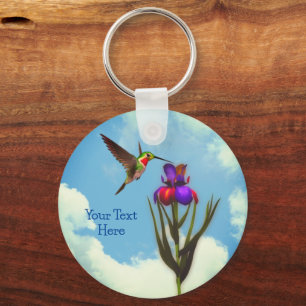Hummingbird Iris Flower Personlig Nyckelring