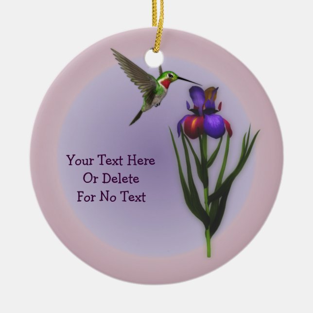Hummingbird Iris Flower Personlig Ornament (Framsidan)