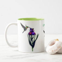 Hummingbird Iris Flower Personlig Två-Tonad Mugg