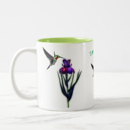 Hummingbird Iris Flower Personlig Två-Tonad Mugg