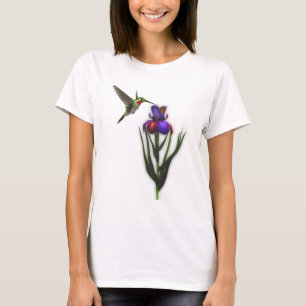 Hummingbird Iris Flower T-shirt