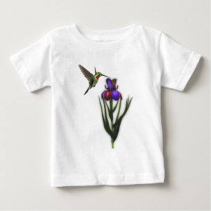 Hummingbird Iris Flower T Shirt
