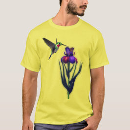 Hummingbird Iris Flower T Shirt