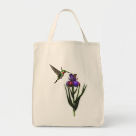 Hummingbird Iris Flower Tote Bag Tygkasse