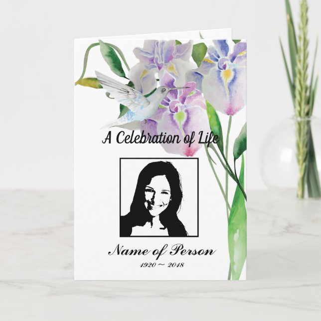 Hummingbird & Iris Funeral Program (Framsida)