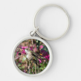 Hummingbird Keychain Design #8401 Rund Silverfärgad Nyckelring