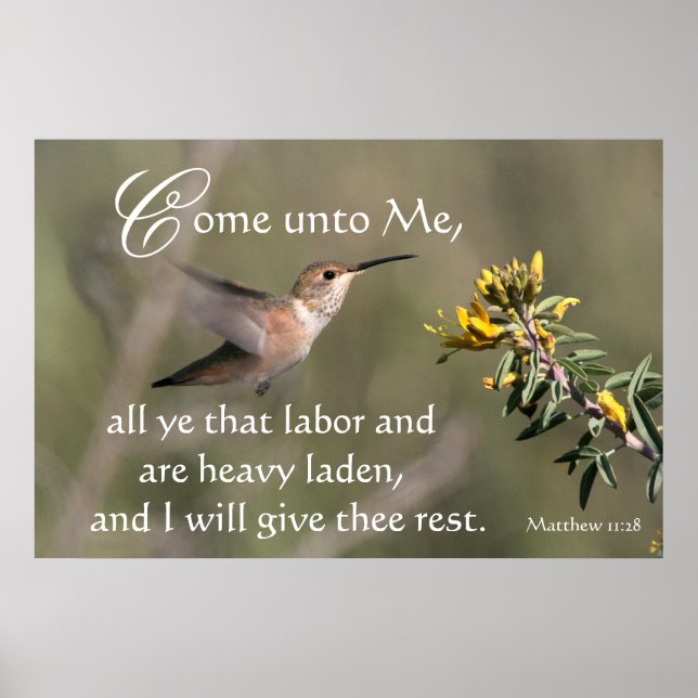 Hummingbird Kom to Jesus Skriv ut Poster (Framsidan)