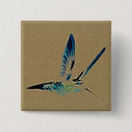 Hummingbird Kung Square Button Knapp