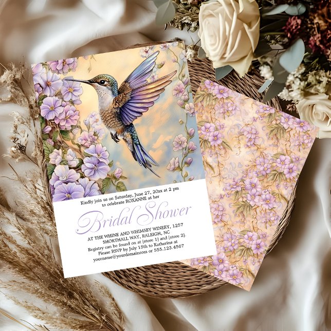 Hummingbird Lavender Flowers Bridal Shower | Inbjudningar (Skapare uppladdad)