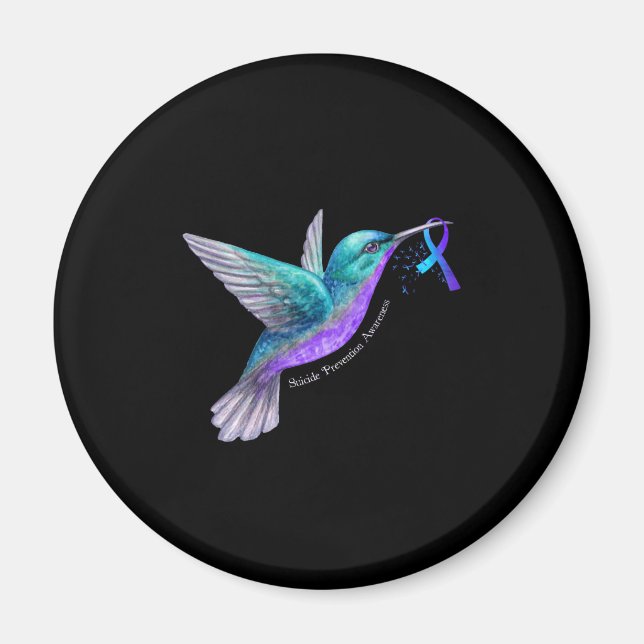 Hummingbird Lila Blue Ribbon Suiciences Prevention Magnet (Framsidan)