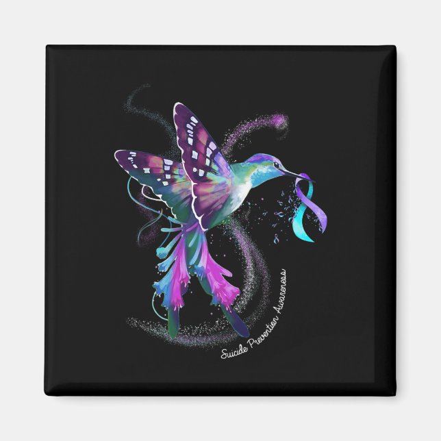 Hummingbird Lila Blue Ribbon Suiciences Prevention Magnet (Framsidan)