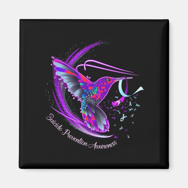 Hummingbird Lila Blue Ribbon Suiciences Prevention Magnet (Framsidan)