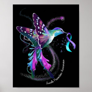 Hummingbird Lila Blue Ribbon Suiciences Prevention Poster