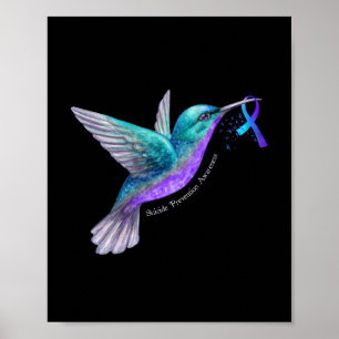 Hummingbird Lila Blue Ribbon Suiciences Prevention Poster