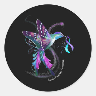 Hummingbird Lila Blue Ribbon Suiciences Prevention Runt Klistermärke