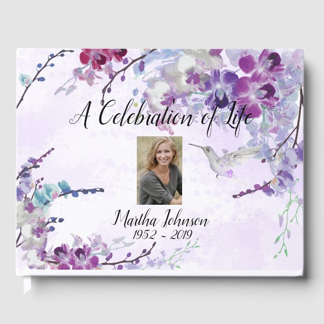 Hummingbird & Lila Orchids Guest Bok (Framsida)