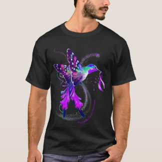 Hummingbird Lila Ribbon Pankreatisk cancer T Shirt