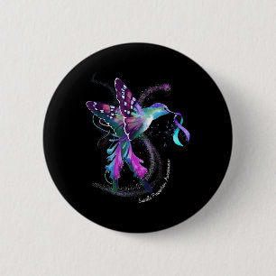 Hummingbird Lila Ribbon Suicide Prevention Medvete Knapp