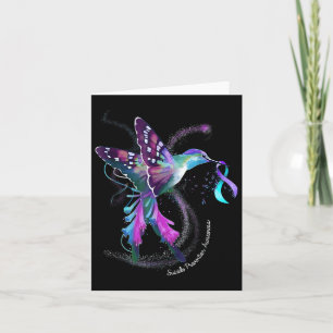 Hummingbird Lila Ribbon Suicide Prevention Medvete Kort