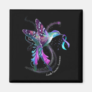 Hummingbird Lila Ribbon Suicide Prevention Medvete Magnet