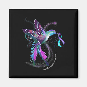Hummingbird Lila Ribbon Suicide Prevention Medvete Magnet
