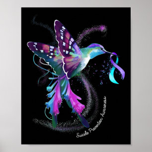 Hummingbird Lila Ribbon Suicide Prevention Medvete Poster