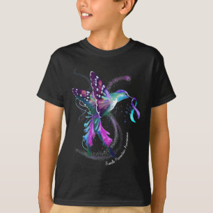 Hummingbird Lila Ribbon Suicide Prevention Medvete T Shirt