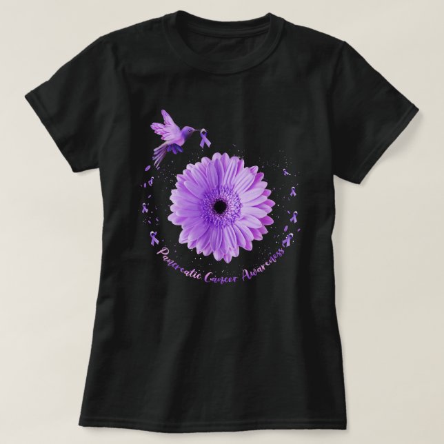Hummingbird Lila Solros Pancreatic Cancer Awa T Shirt (Design framsida)