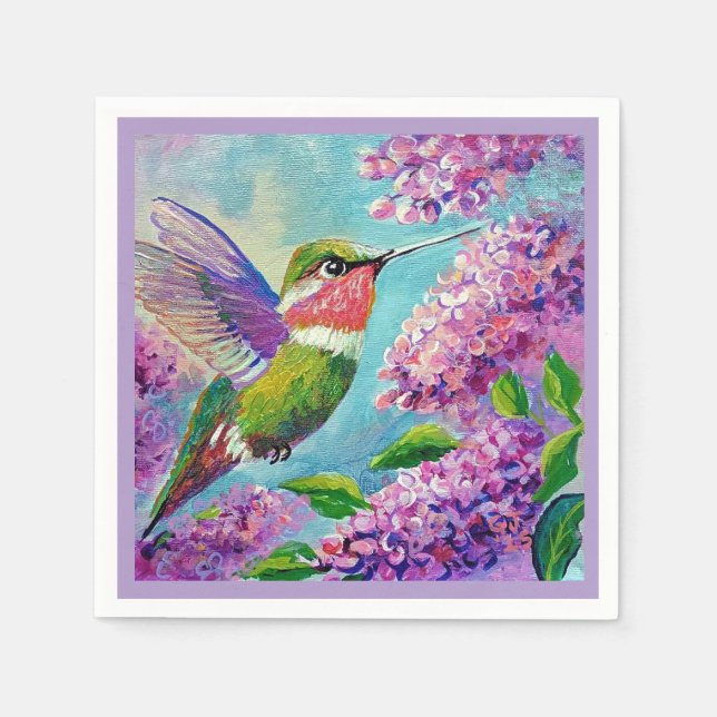 Hummingbird & Lilacs Papper & Trasa Napkins Pappersservett (Framsidan)