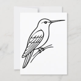 Hummingbird Line Art - Bird Illustration Vykort