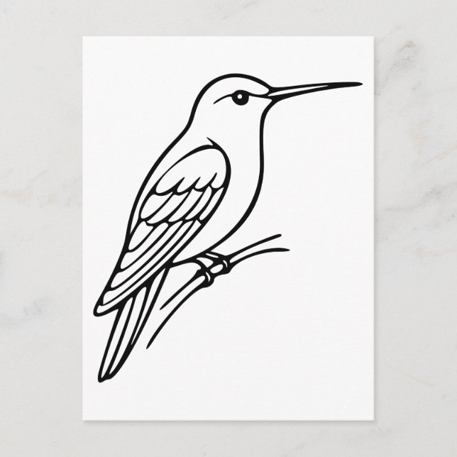 Hummingbird Line Art - Bird Illustration Vykort (Framsida)