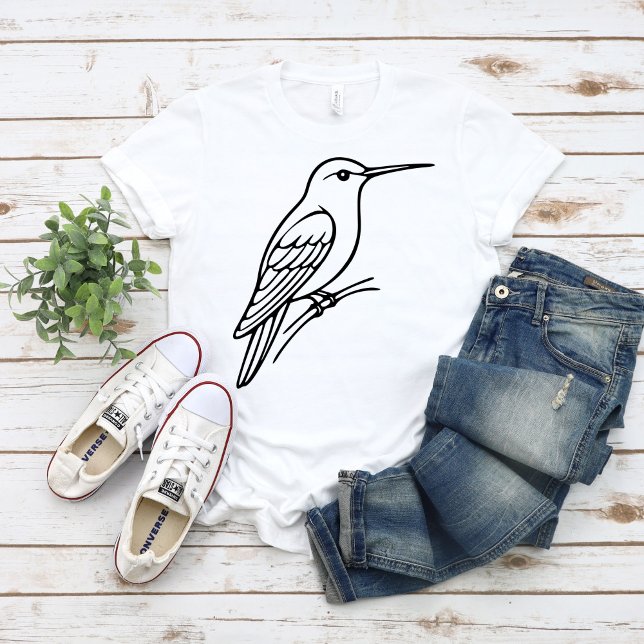 Hummingbird linje konst – Fågelillustration T Shirt (Skapare uppladdad)