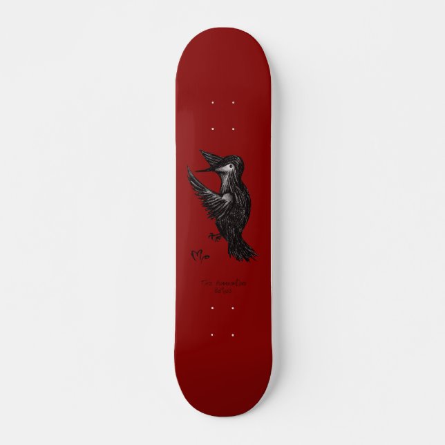 Hummingbird Logotyp Red Old School Skateboard Bräda 21,6 Cm (Framsida)
