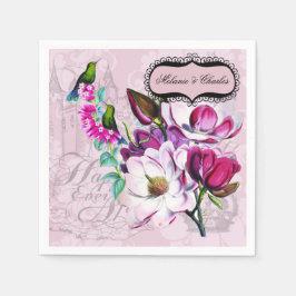 Hummingbird Magnolias Bröllop Pappra Napkins Pappersservett