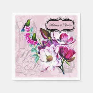 Hummingbird Magnolias Bröllop Pappra Napkins Pappersservett