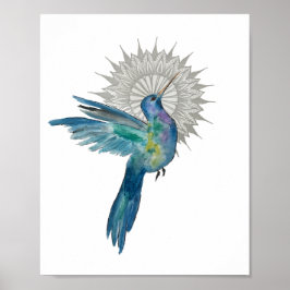 Hummingbird Mandala 8 x 10 Skriv ut Poster