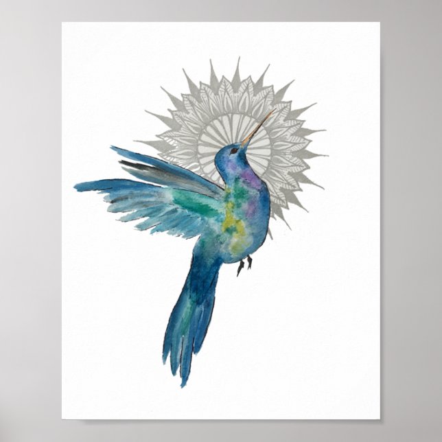 Hummingbird Mandala 8 x 10 Skriv ut Poster (Framsidan)