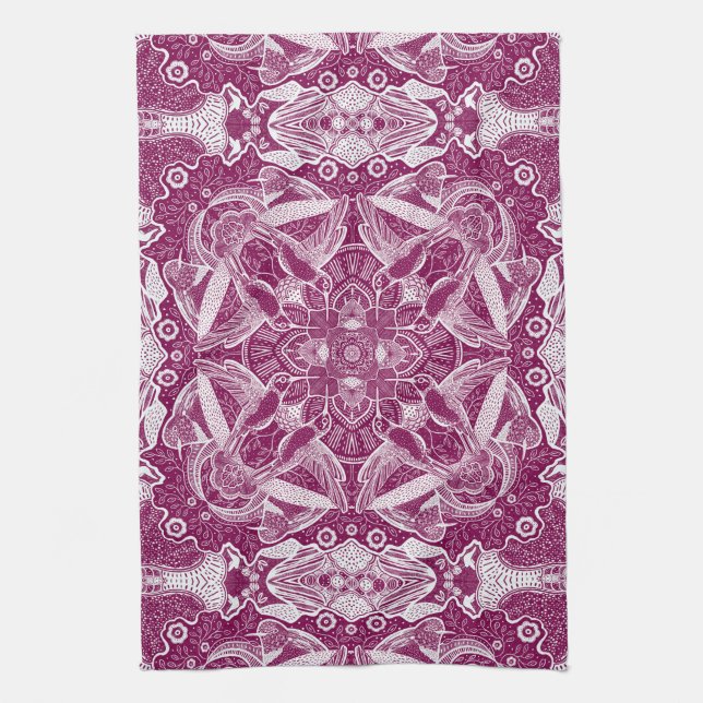 Hummingbird Mandala | Välj bakgrund Färg Kökshandduk (Vertikal)