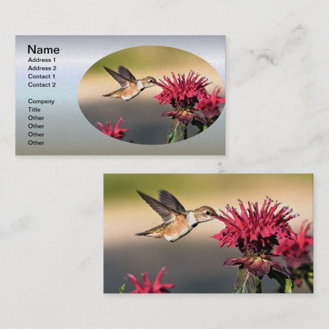 Hummingbird Matar Visitkort (Fram/baksida)