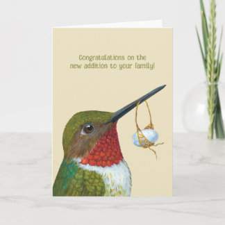 Hummingbird med ägg nyfödd bebis-kort kort