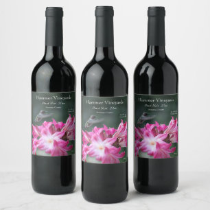 Hummingbird med belladonna lilies vinflaska etikett