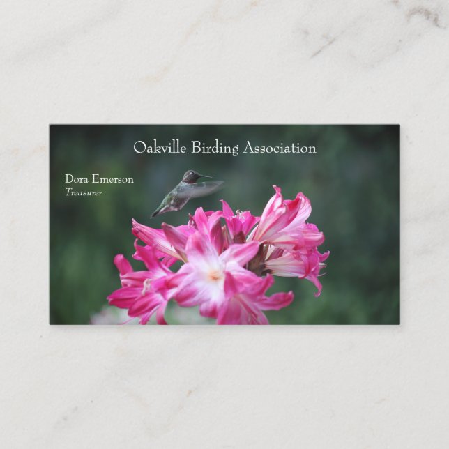 Hummingbird med belladonna lilies visitkort (Framsida)