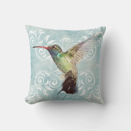 Hummingbird med blommande bakgrund kudde