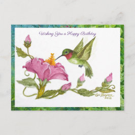 Hummingbird med Blommar Vykort