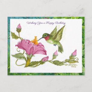 Hummingbird med Blommar Vykort