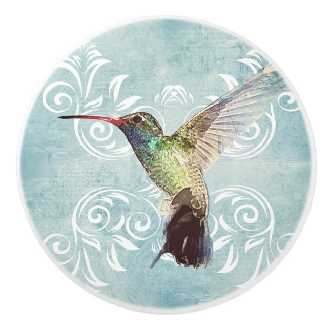 Hummingbird med blommig bakgrund knopp (Framsidan)