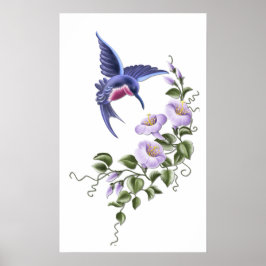 Hummingbird med blommor 2 Skriv ut Poster