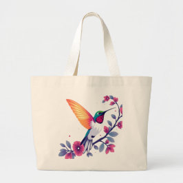 Hummingbird med blommor jumbo tygkasse