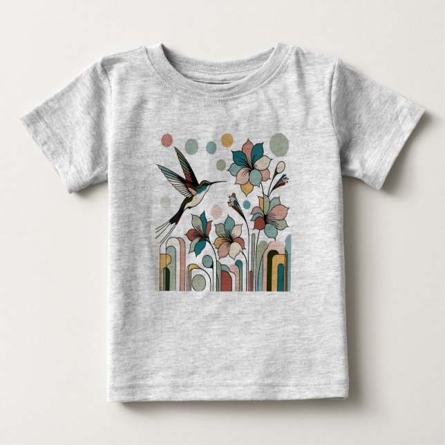 Hummingbird med blommor t shirt (Framsida)