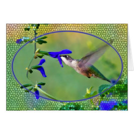 Hummingbird med fastfärgat glas hälsningskort